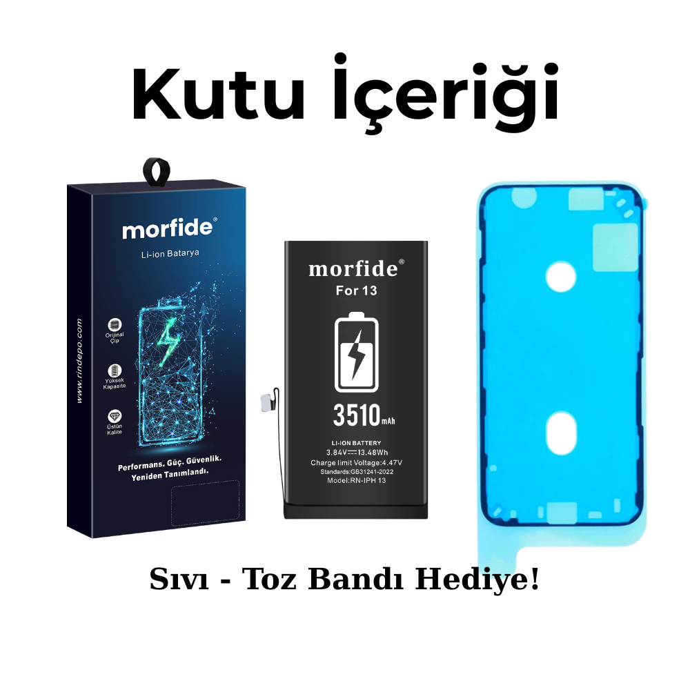 Apple iPhone 13 Uyumlu 3510mAh Yüksek Kapasiteli Batarya - Gelişmiş Akıllı Chip - Pil Sağlığı Destekli - Morfide M-Max