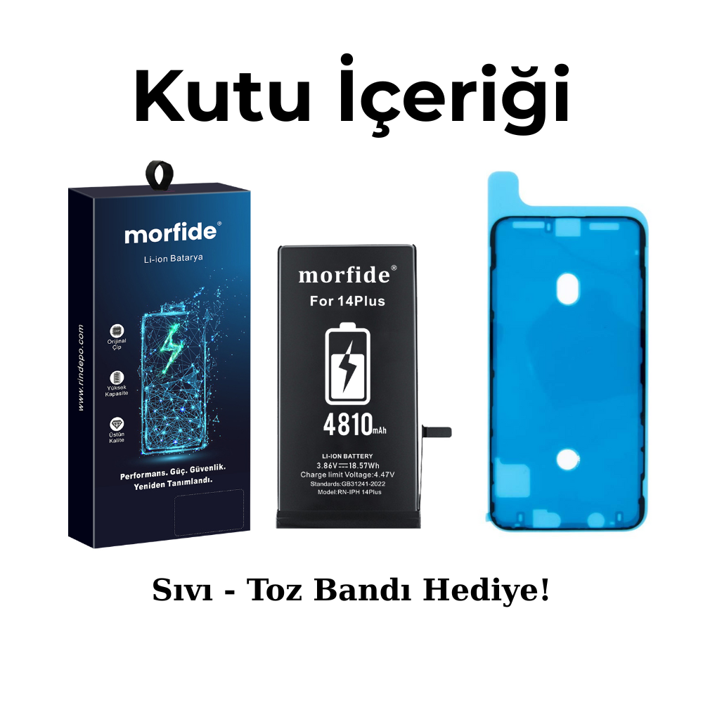 Apple iPhone 14 Plus Uyumlu 4810mAh Yüksek Kapasiteli Batarya - Gelişmiş Akıllı Chip - Pil Sağlığı Destekli - Morfide M-Max