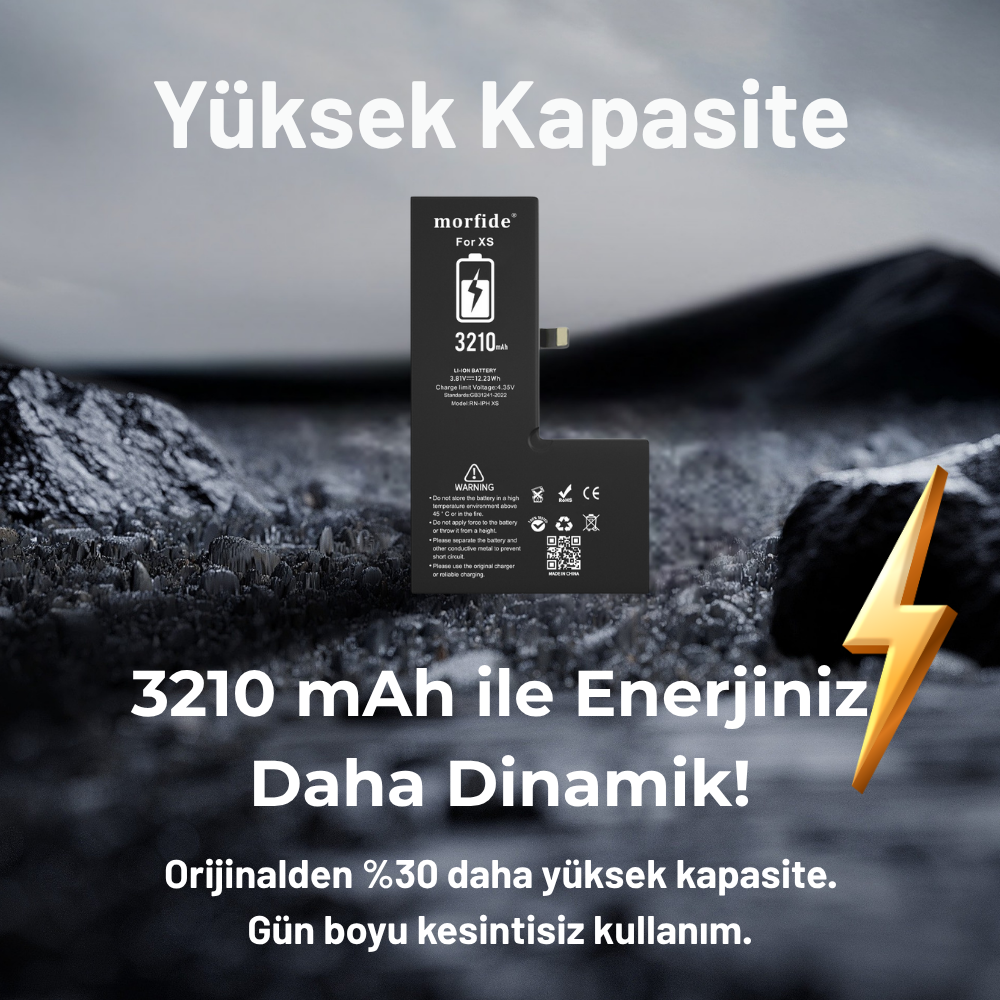 Apple iPhone XS Uyumlu 3210mAh Yüksek Kapasiteli Batarya Morfide M-Max – A Sınıf Hücre, 15 Ay Garantili