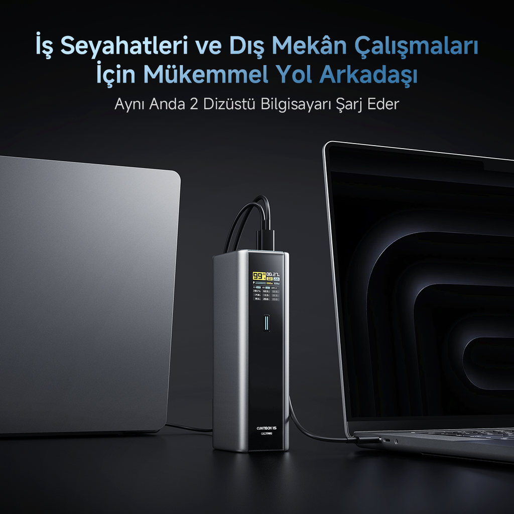 CUKTECH 15 Ultra 20000 mAh 165W PD 3.1 Powerbank | Laptop, iPhone, MacBook, Samsung ve Diğer Cihazlarla Uyumlu Dijital Ekranlı Hızlı Şarj Cihazı