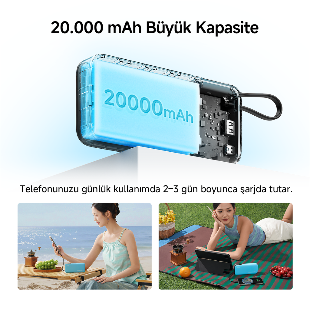 CUKTECH 25 Powerbank 20000 mAh | 55 W PD3.0 Hızlı Şarj | 2 Port (Type-C + USB-A) | Kompakt Taşınabilir Şarj Cihazı – Laptop, MacBook, iPhone, Samsung, Xiaomi ile Uyumlu