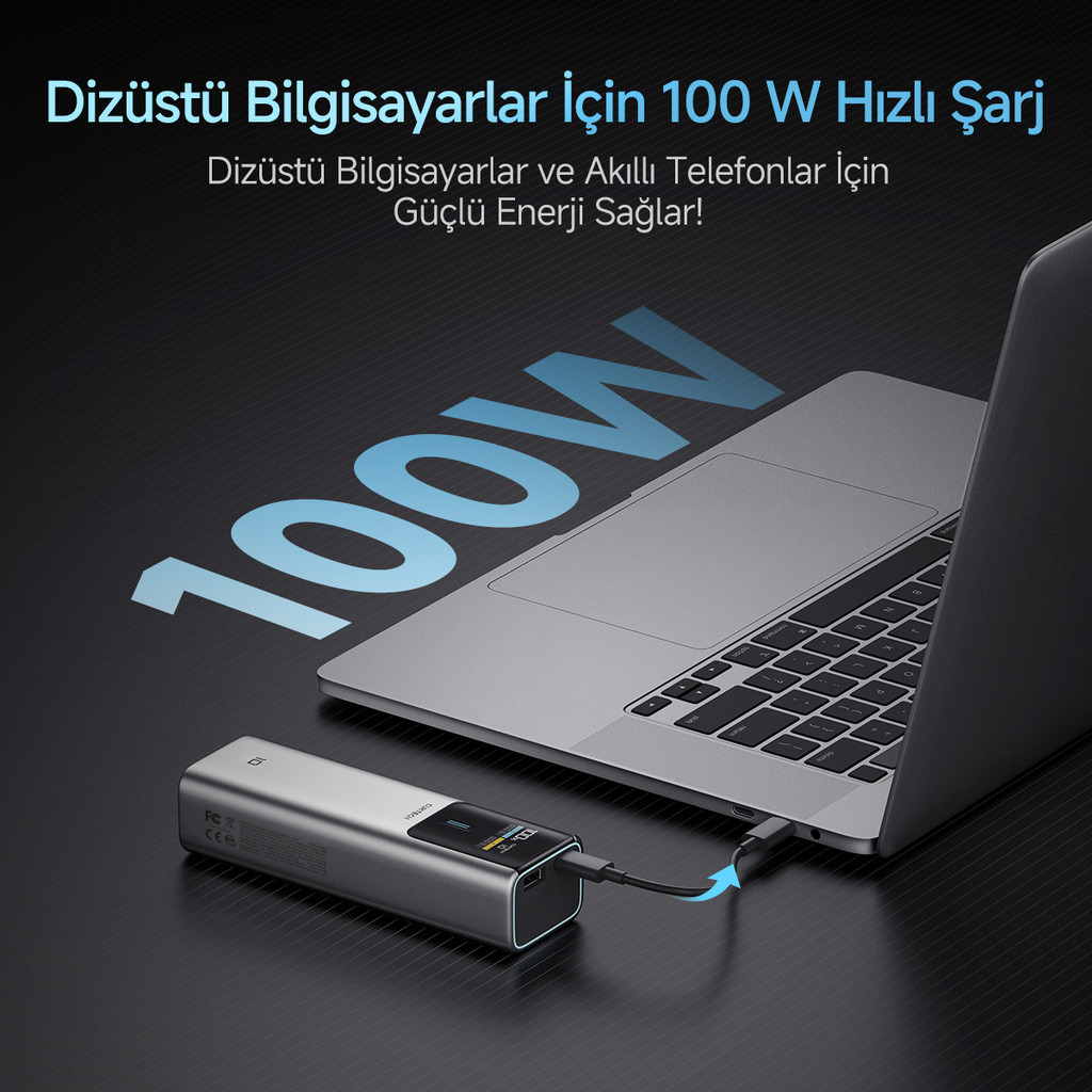 CUKTECH 10 Powerbank 10000 mAh | 150 W PD3.1 Hızlı Şarj | 2 Port (1C1A) | Kompakt Taşınabilir Şarj Cihazı – Laptop, MacBook, iPhone, Samsung, Xiaomi ile Uyumlu