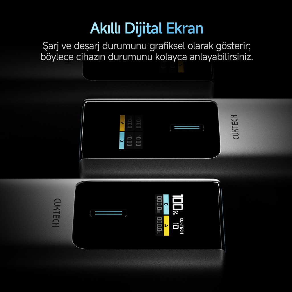 CUKTECH 10 Powerbank 10000 mAh | 150 W PD3.1 Hızlı Şarj | 2 Port (1C1A) | Kompakt Taşınabilir Şarj Cihazı – Laptop, MacBook, iPhone, Samsung, Xiaomi ile Uyumlu