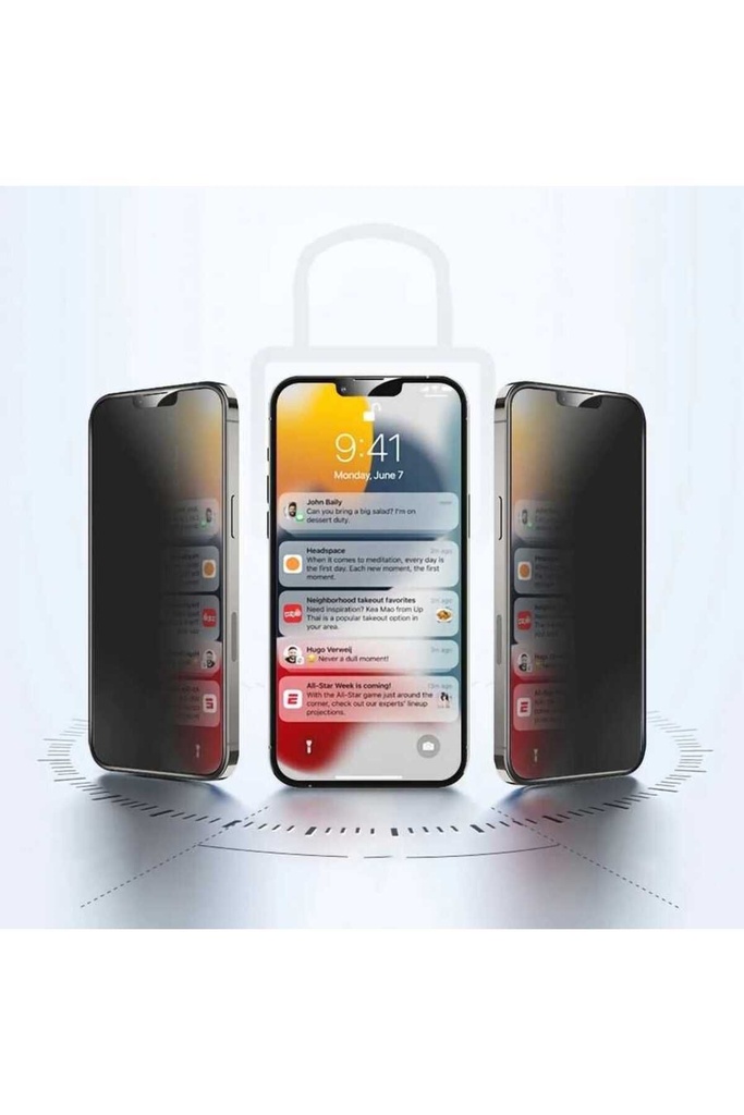 Apple iPhone 15 Pro Max Uyumlu Hayalet Ekran Koruyucu Davin Privacy Seramik Ekran Filmi