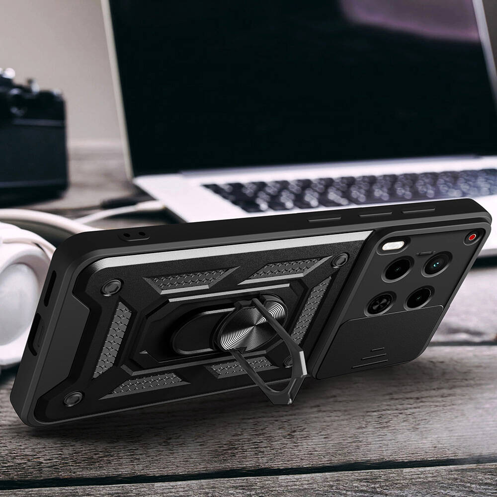 Tecno Camon 30 Uyumlu Kılıf Magnetik Standlı Kamera Korumalı Zore Sürgülü Vega Kapak - 3