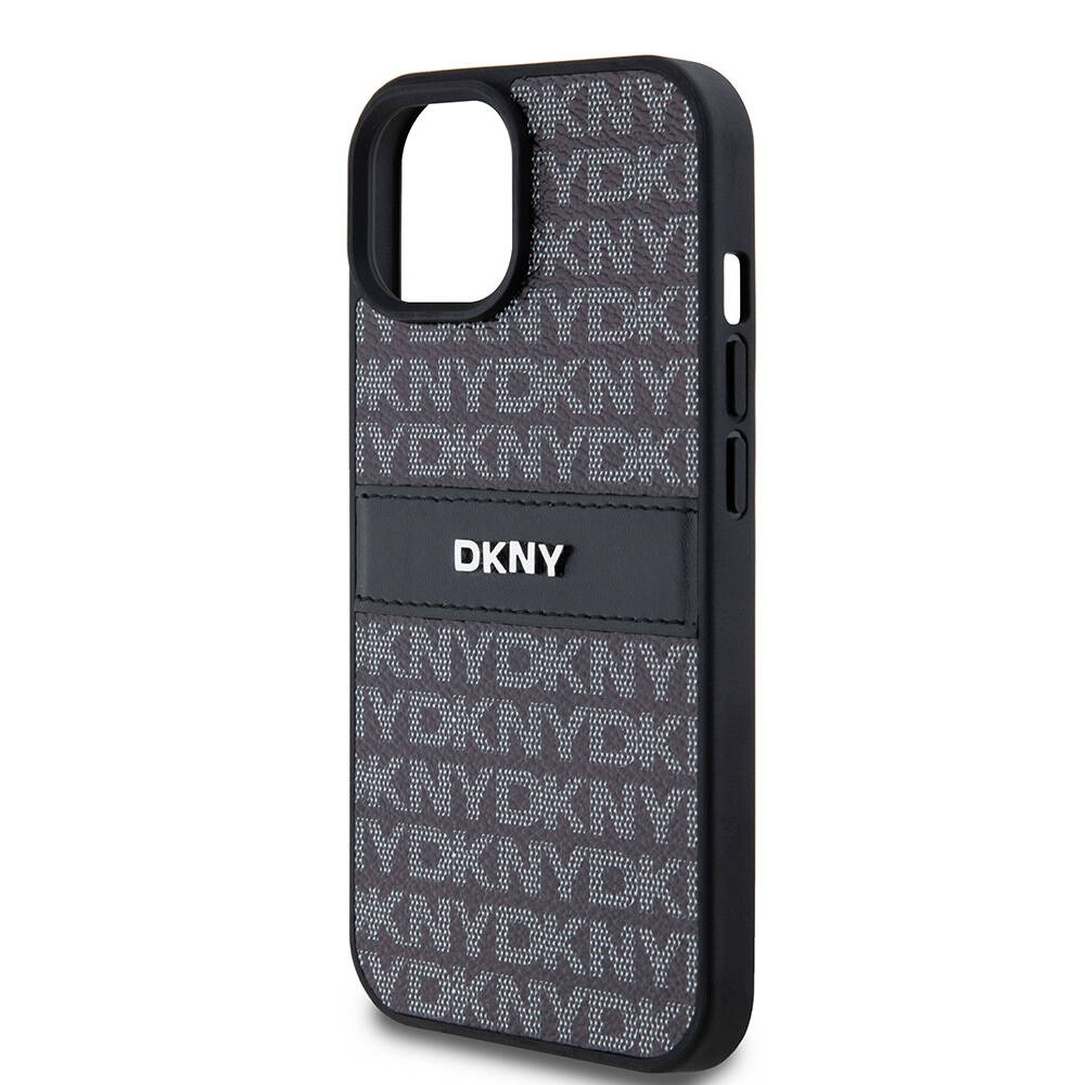 Apple iPhone 15 Uyumlu Kılıf DKNY Orjinal Lisanslı 3D Yazılı Repeat Texture Pattern Kapak - 4