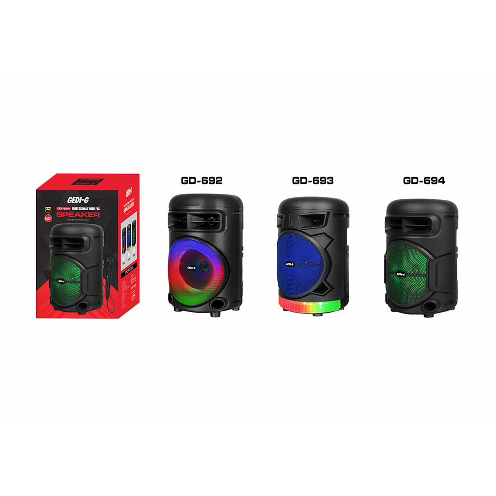 Zore GD-692 FM Radyolu Mikrofonlu RGB TWS 6.5 inç Stereo Bass Kablosuz Karaoke Hoparlör - 6