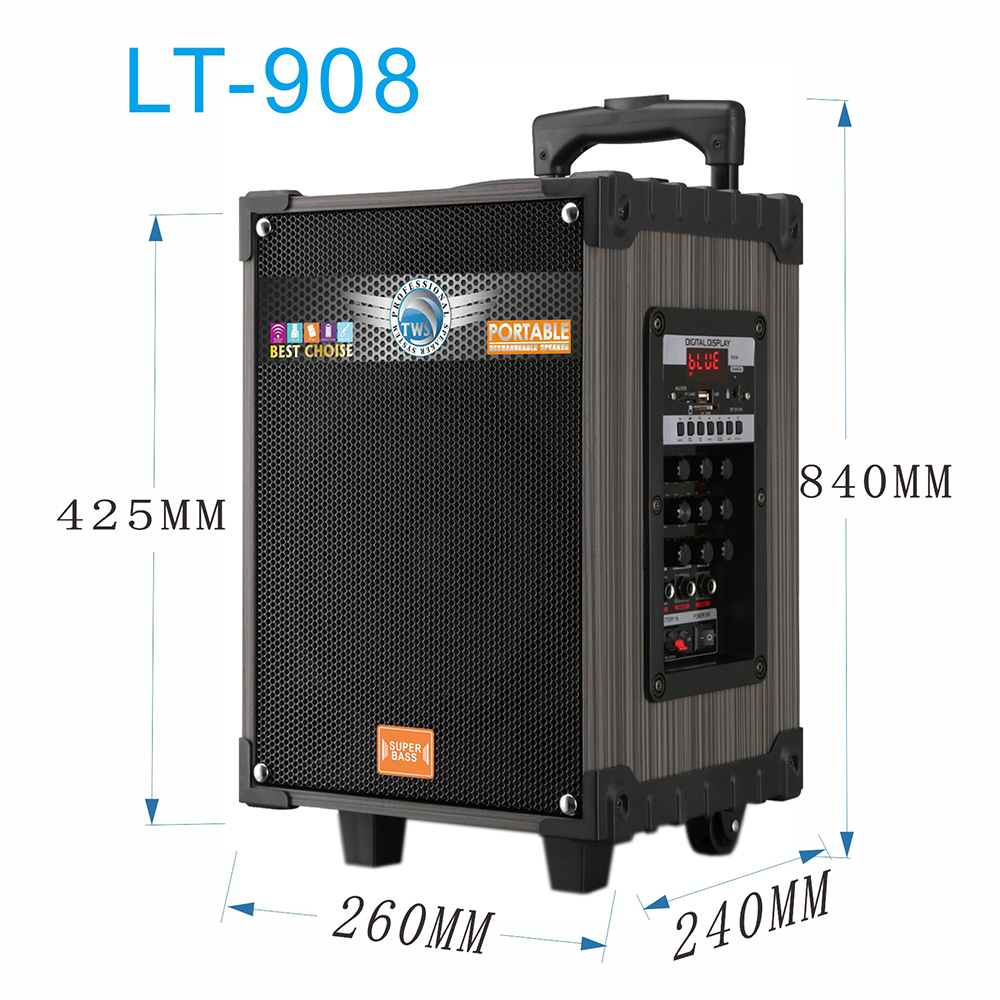 Zore LT-908 Dijital LED Göstergeli FM Radyolu Mikrofonlu TWS 8 inç Stereo Bass Kablosuz Karaoke Hoparlör - 7