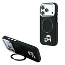 Apple iPhone 18 Pro Uyumlu Kılıf Karl Lagerfeld Orjinal Lisanslı M-Safe Şarj Özellikli K&C Heads Pin Metal Logolu PU 360 Derece Dönebilen Standlı Kapak - 1