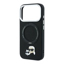 Apple iPhone 18 Pro Max Uyumlu Kılıf Karl Lagerfeld Orjinal Lisanslı M-Safe Şarj Özellikli K&C Heads Pin Metal Logolu PU 360 Derece Dönebilen Standlı Kapak - 5