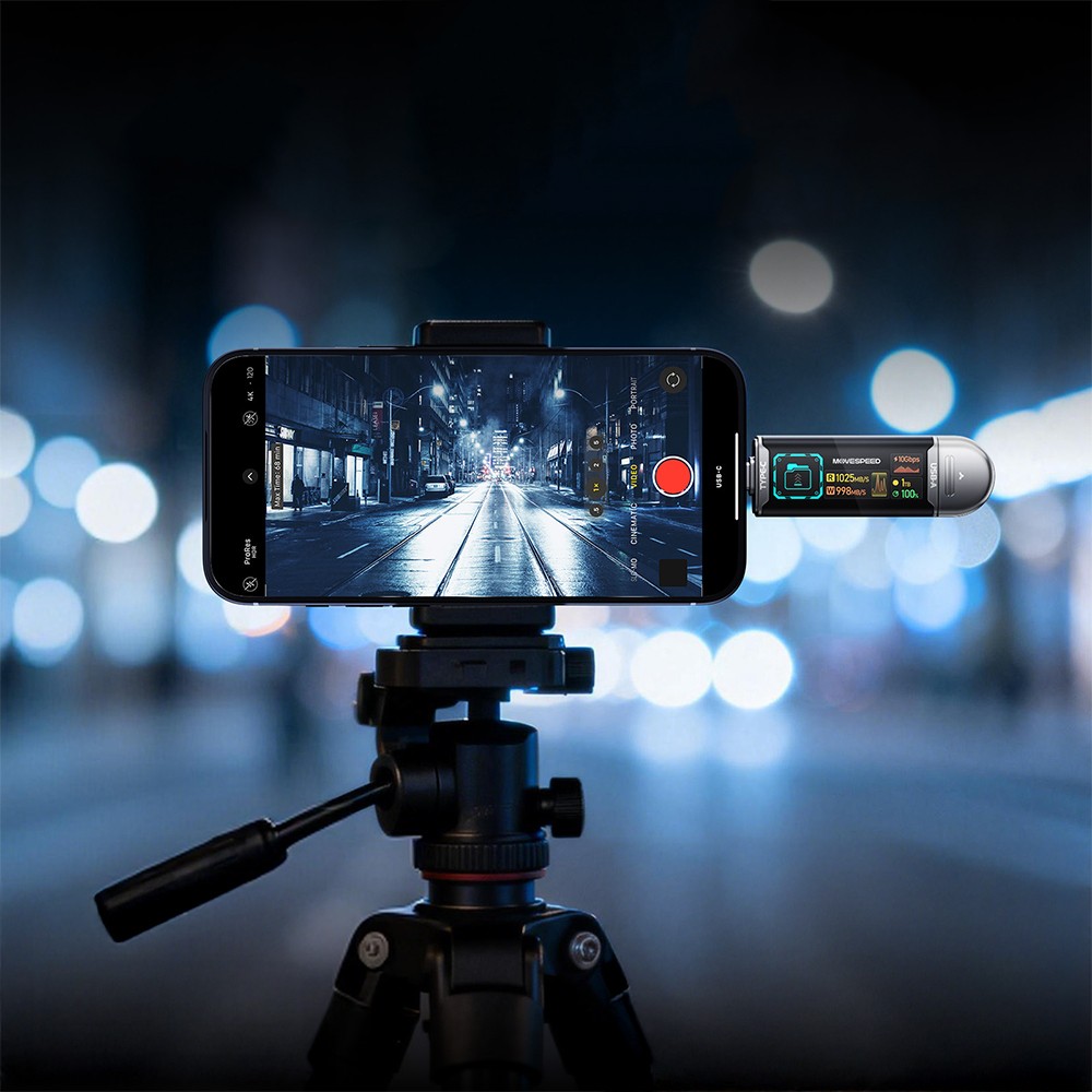 Movespeed MSSU10 LCD Ekranlı 4K ProRes Dual USB-A+Type-C Bağlantılı PSSD Flash Disk 256GB 10Gbps - 6
