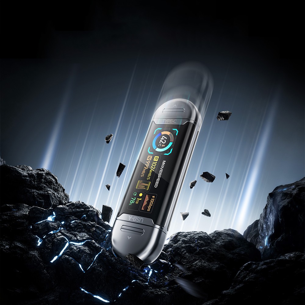 Movespeed MSSU10 LCD Ekranlı 4K ProRes Dual USB-A+Type-C Bağlantılı PSSD Flash Disk 256GB 10Gbps - 7