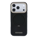 Apple iPhone 18 Pro Uyumlu Kılıf Guess Orjinal Lisanslı M-safe Şarj Özellikli 360 Derece Dönebilen Standlı PU Metal Yazı Logolu Kapak - 2