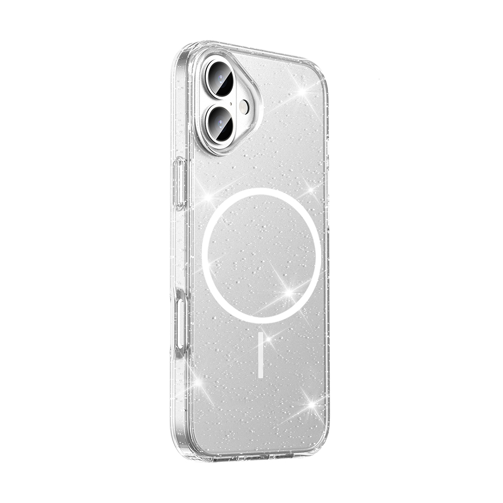 ​Apple iPhone 16 Plus Uyumlu Kılıf M-safe Şarj Özellikli Parlayan Simli Saydam Renkli Zore Maris Kapak - 1