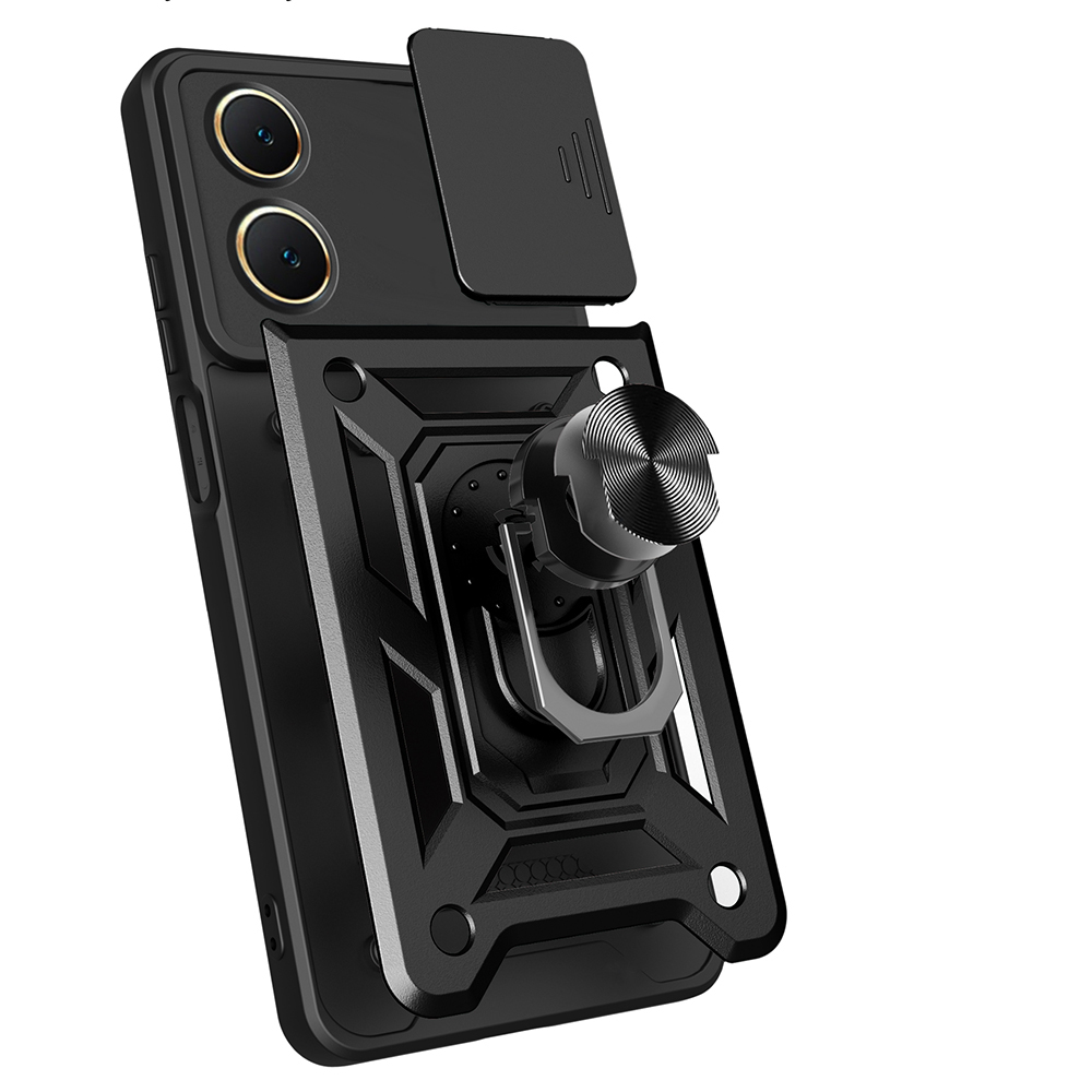 Vivo Y18 Kılıf Magnetik Standlı Kamera Korumalı Zore Sürgülü Vega Kapak - 2