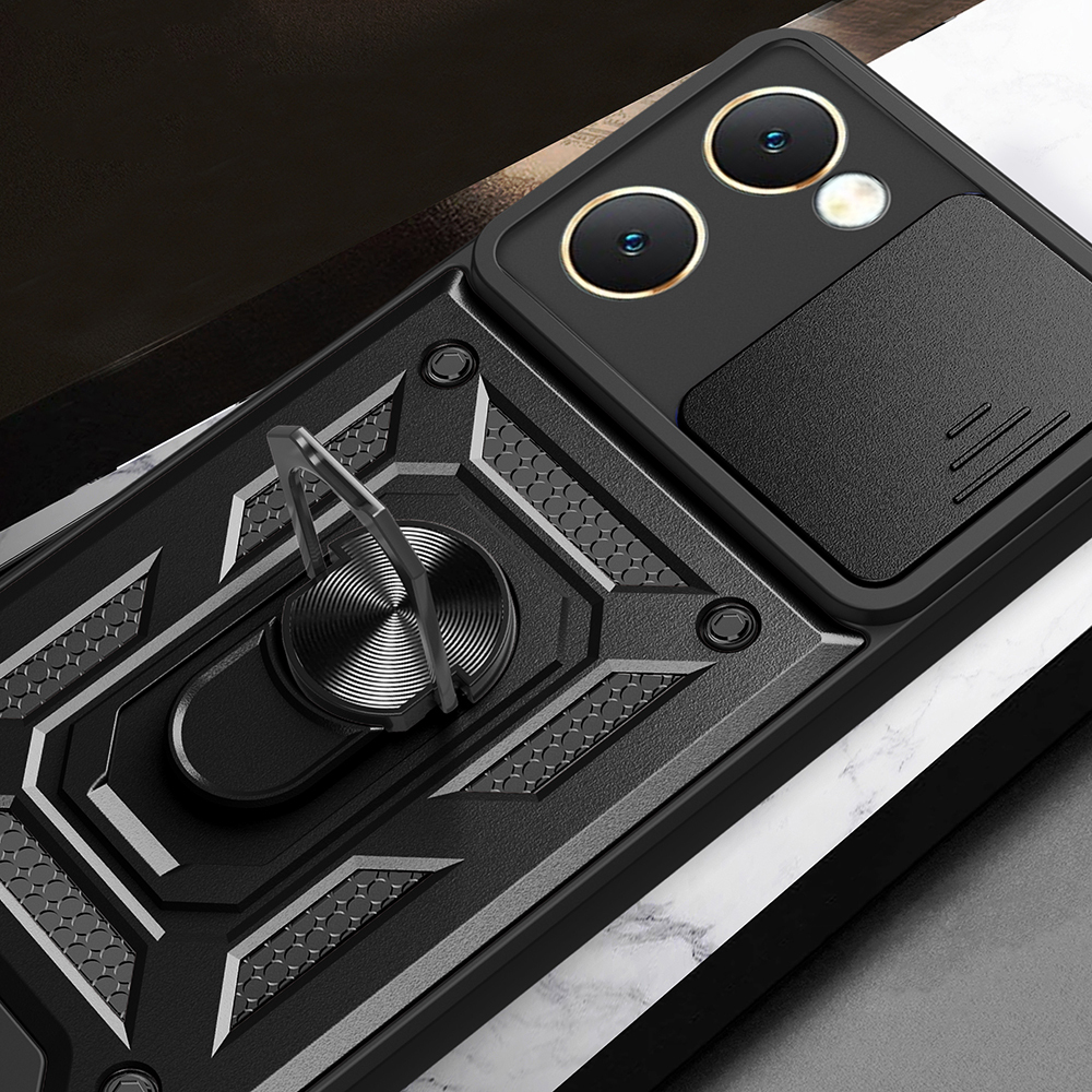 Vivo Y18 Kılıf Magnetik Standlı Kamera Korumalı Zore Sürgülü Vega Kapak - 7