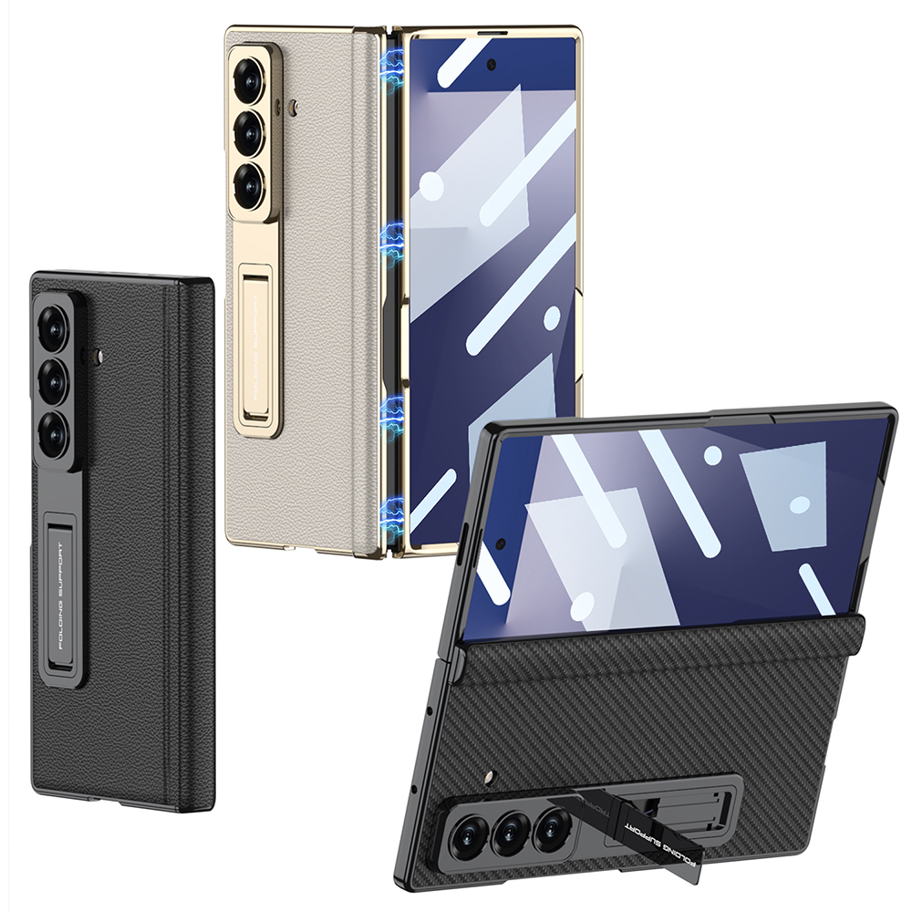 ​Galaxy Z Fold 7 Kılıf Deri Standlı Zore Kıpta Premium Kılıf - 4