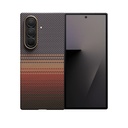 Galaxy Z Fold 7 Kılıf M-safe Şarj Özellikli Aramid Fiber Pitaka Tactile Woven Sunset-Moonrise Serisi Kapak - 1
