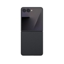 Samsung Galaxy Z Flip Uyumlu 7 Kılıf M-safe Şarj Özellikli 600D Aramid Fiber Pitaka Ultra-Slim Classic Serisi Black-Grey Twill Kapak - 1