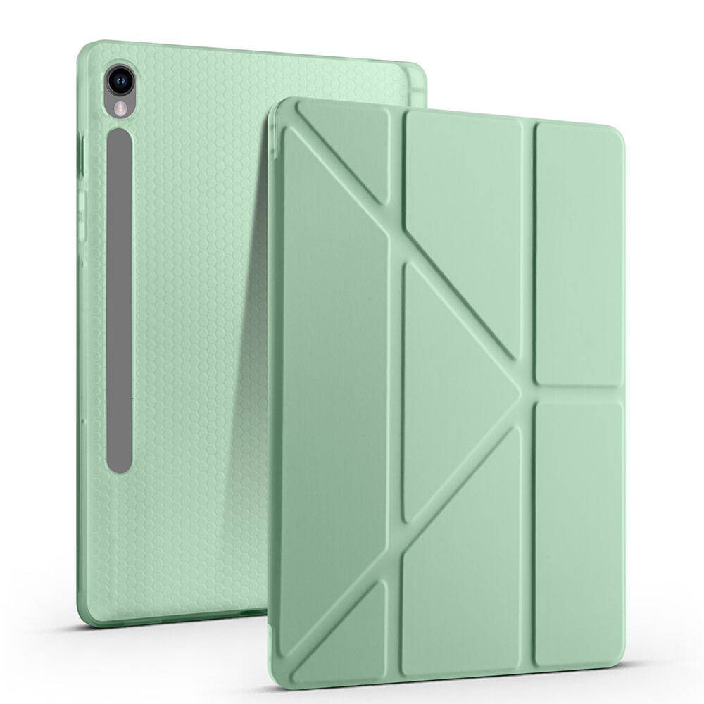 Samsung Galaxy Tab S10 Uyumlu FE Kılıf Zore Tri Folding Kalem Bölmeli Standlı Kılıf - 1