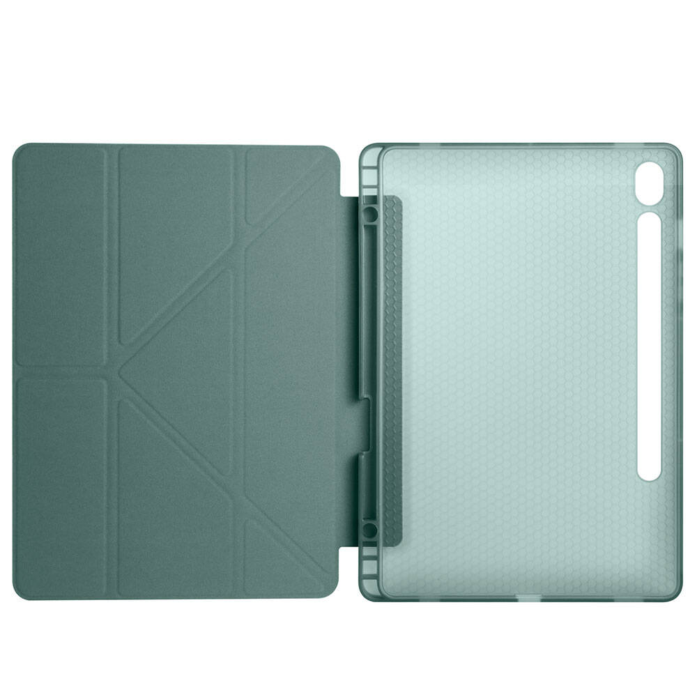 Samsung Galaxy Tab S10 Uyumlu FE Kılıf Zore Tri Folding Kalem Bölmeli Standlı Kılıf - 17
