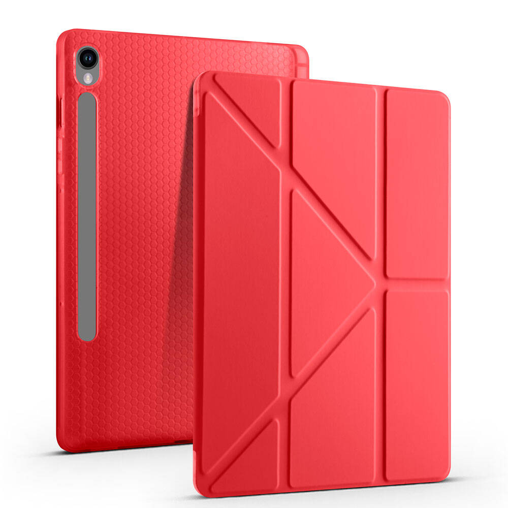 Samsung Galaxy Tab S10 Uyumlu FE Kılıf Zore Tri Folding Kalem Bölmeli Standlı Kılıf - 26