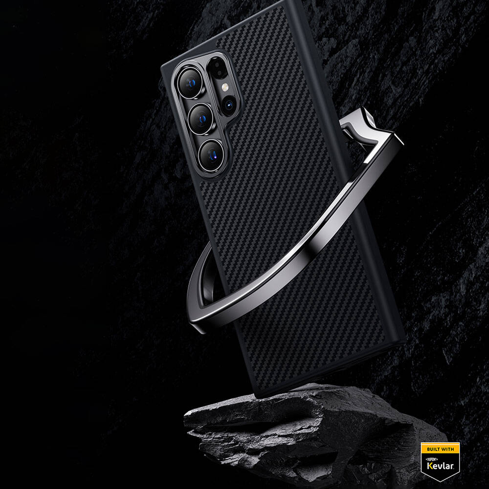 Samsung Galaxy S25 Uyumlu Kılıf Karbon Fiber M-safe Şarj Özellikli Benks Hybrid ArmorPro 600D Kevlar Kapak - 10