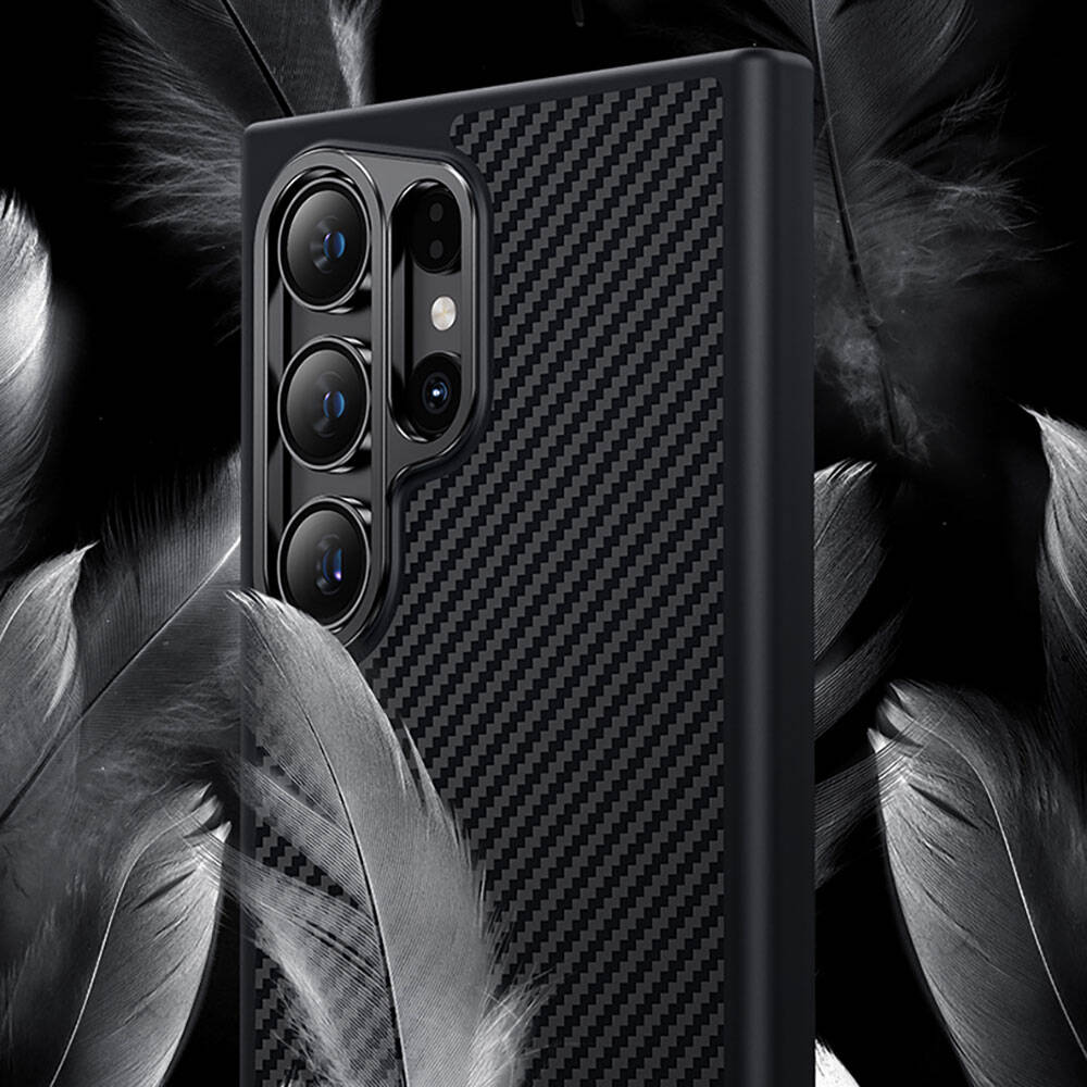 Samsung Galaxy S25 Plus Uyumlu Kılıf Karbon Fiber M-safe Şarj Özellikli Benks Hybrid ArmorPro 600D Kevlar Kapak - 11