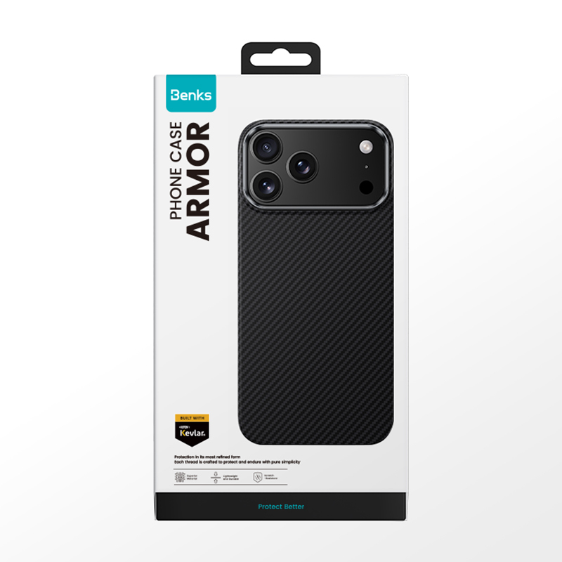 Apple iPhone 17 Pro Kılıf Benks M-safe Şarj Özellikli Metal Kamera Çerçeveli Magnetik ArmorAir 600D Kevlar Fiber Kapak - 4