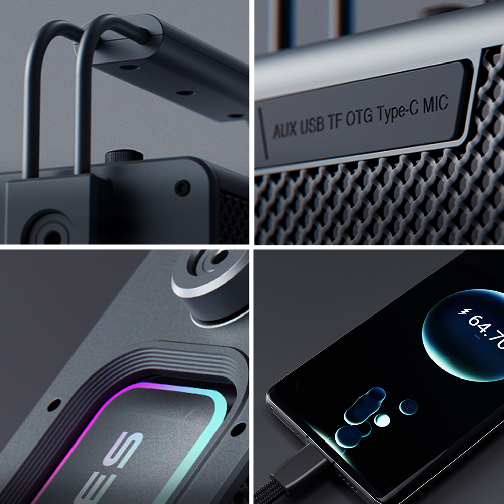 Lenyes Titan 1 Serisi RGB Işıklı Çift Mikrofonlu Bluetooth Speaker Hoparlör v5.3 5000mAh - 5