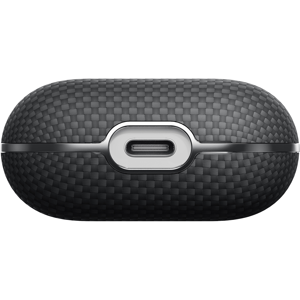 Apple Airpods 4 Uyumlu Kılıf 1500D Aramid Fiber Pitaka Ultra-Slim Classic Serisi Black-Grey Twill Kapak - 4