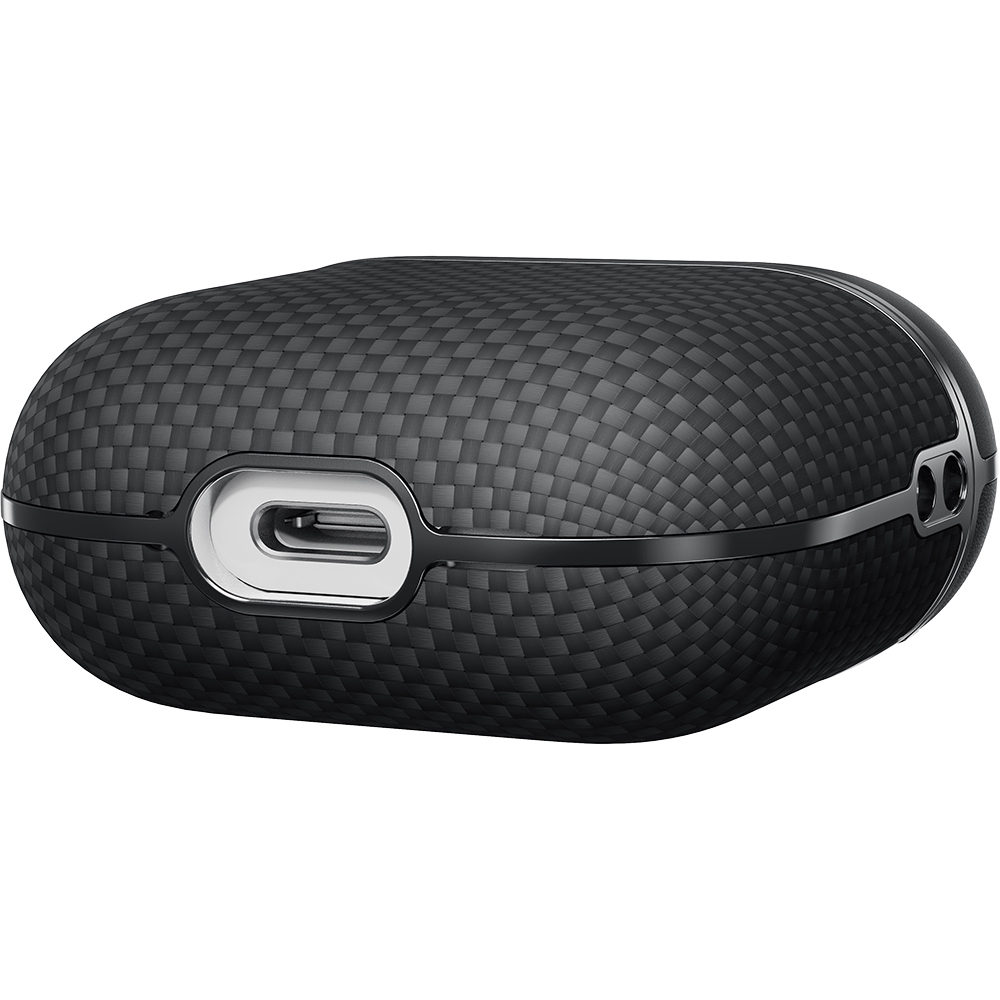 Apple Airpods 4 Uyumlu Kılıf 1500D Aramid Fiber Pitaka Ultra-Slim Classic Serisi Black-Grey Twill Kapak - 8