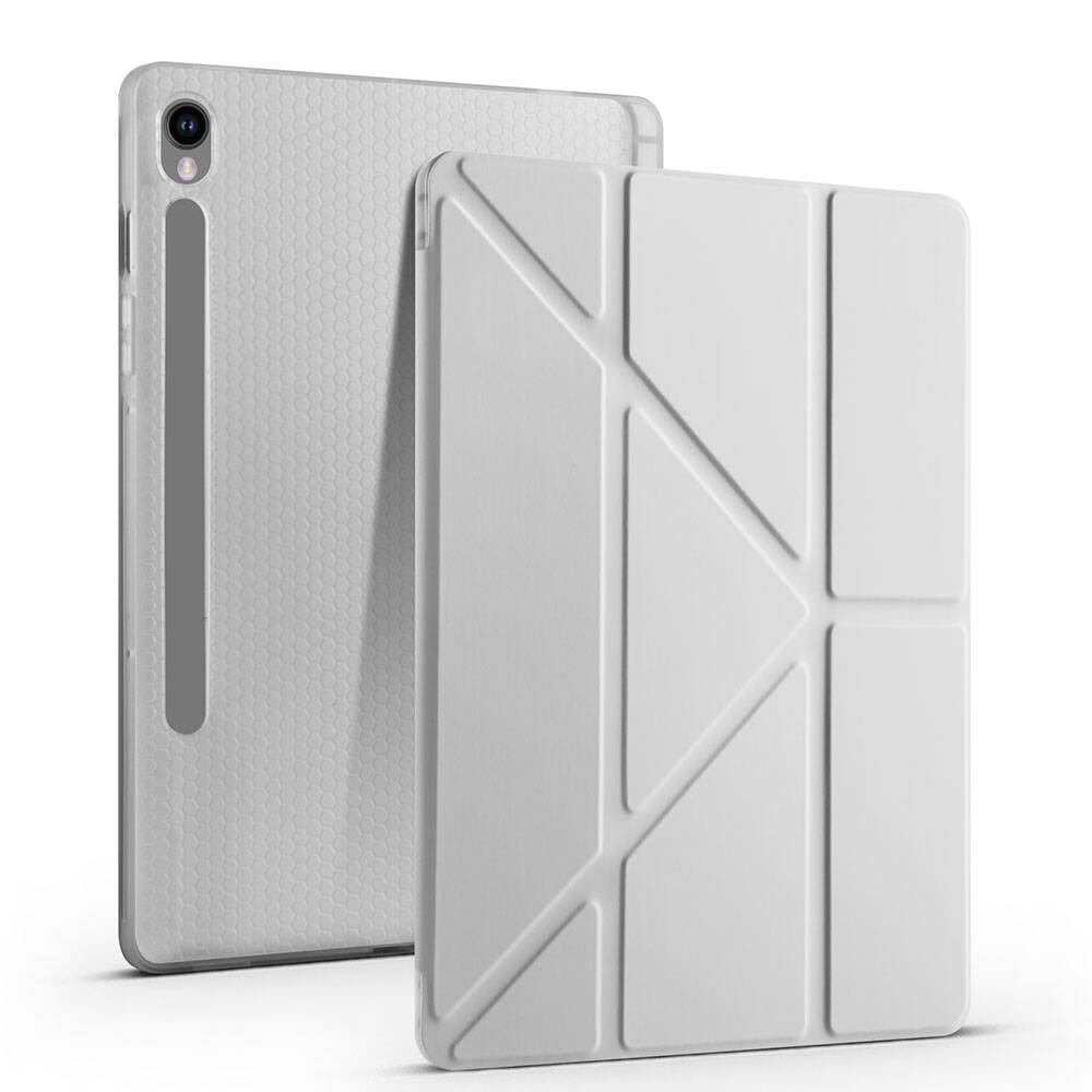 Samsung Galaxy Tab S10 Uyumlu Lite Kılıf Zore Tri Folding Kalem Bölmeli Standlı Kılıf - 6