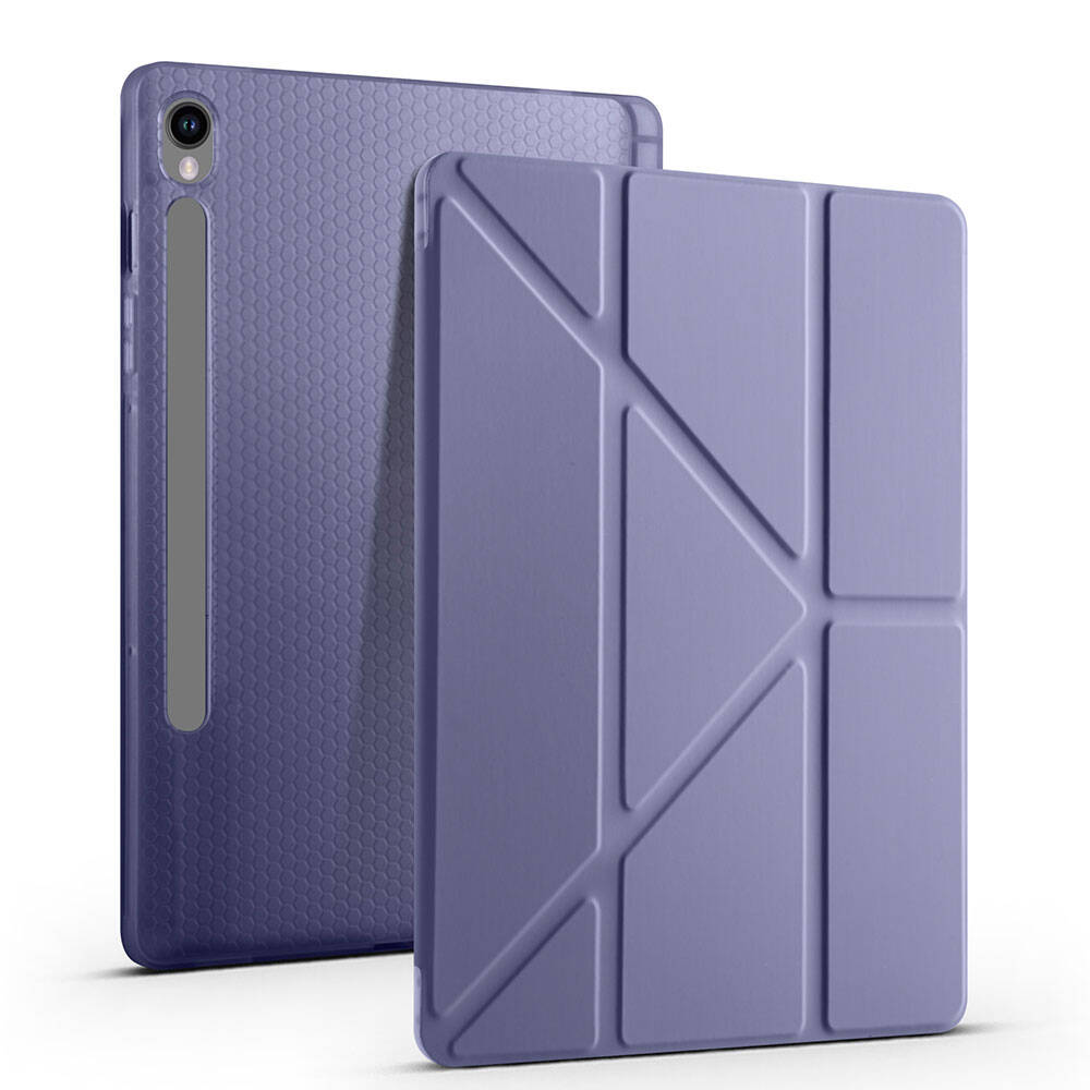 Samsung Galaxy Tab S10 Uyumlu Lite Kılıf Zore Tri Folding Kalem Bölmeli Standlı Kılıf - 21