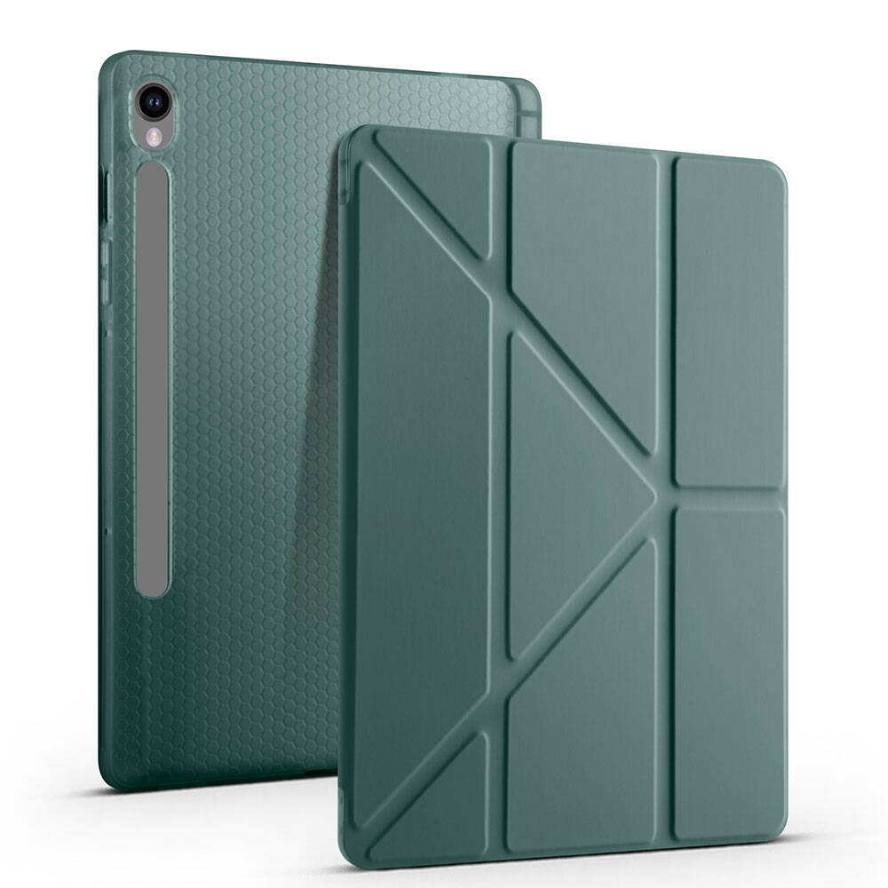 Samsung Galaxy Tab S10 Uyumlu Lite Kılıf Zore Tri Folding Kalem Bölmeli Standlı Kılıf - 25