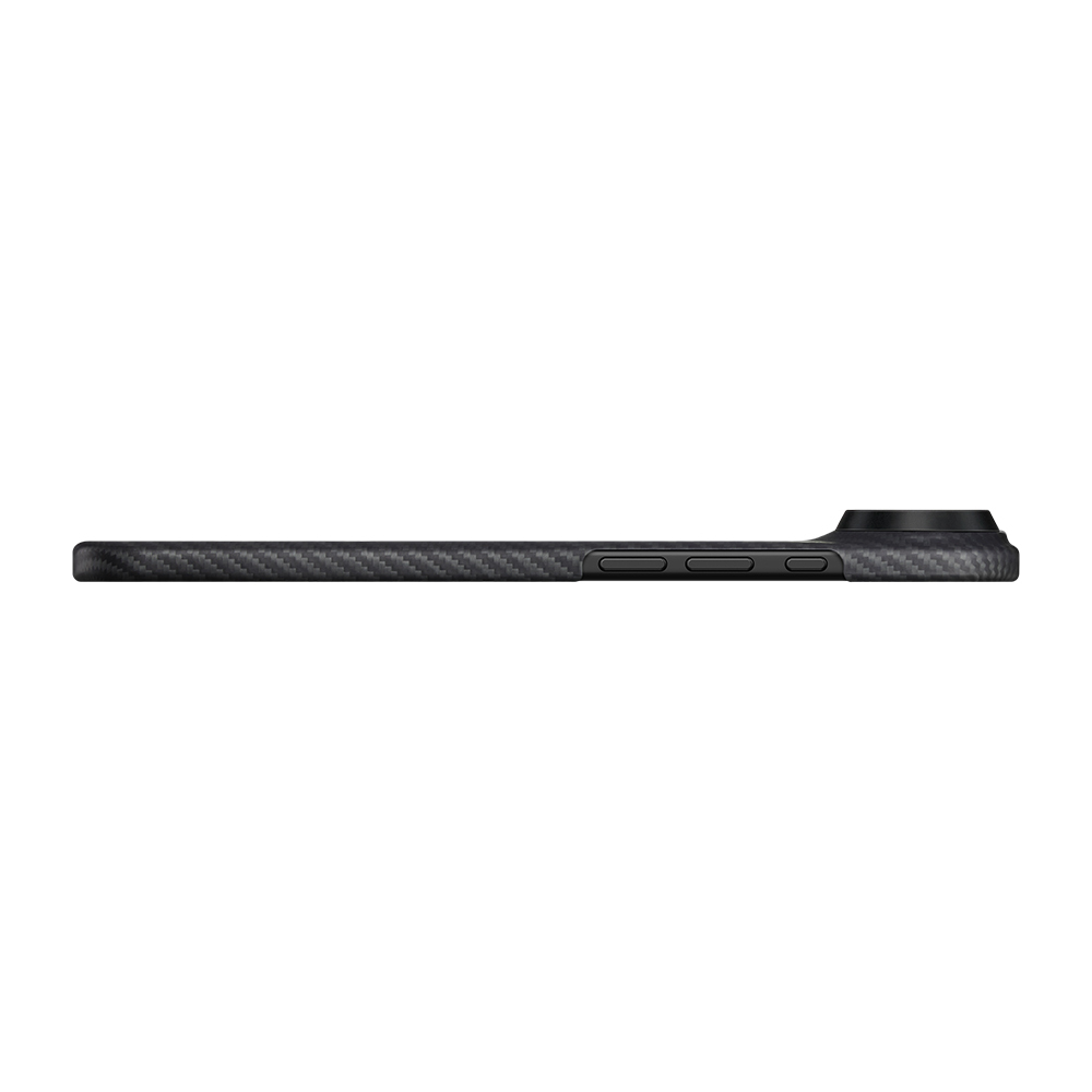 Apple iPhone 17 Air Kılıf M-safe Şarj Özellikli 1500D Aramid Fiber Pitaka Ultra-Slim Classic Serisi Black-Grey Twill Kapak - 3