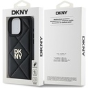 iPhone 16 Pro Max Uyumlu Kılıf Dkny Orjinal Lisanslı Kapitone Tasarımlı Metal Logolu Deri Siyah