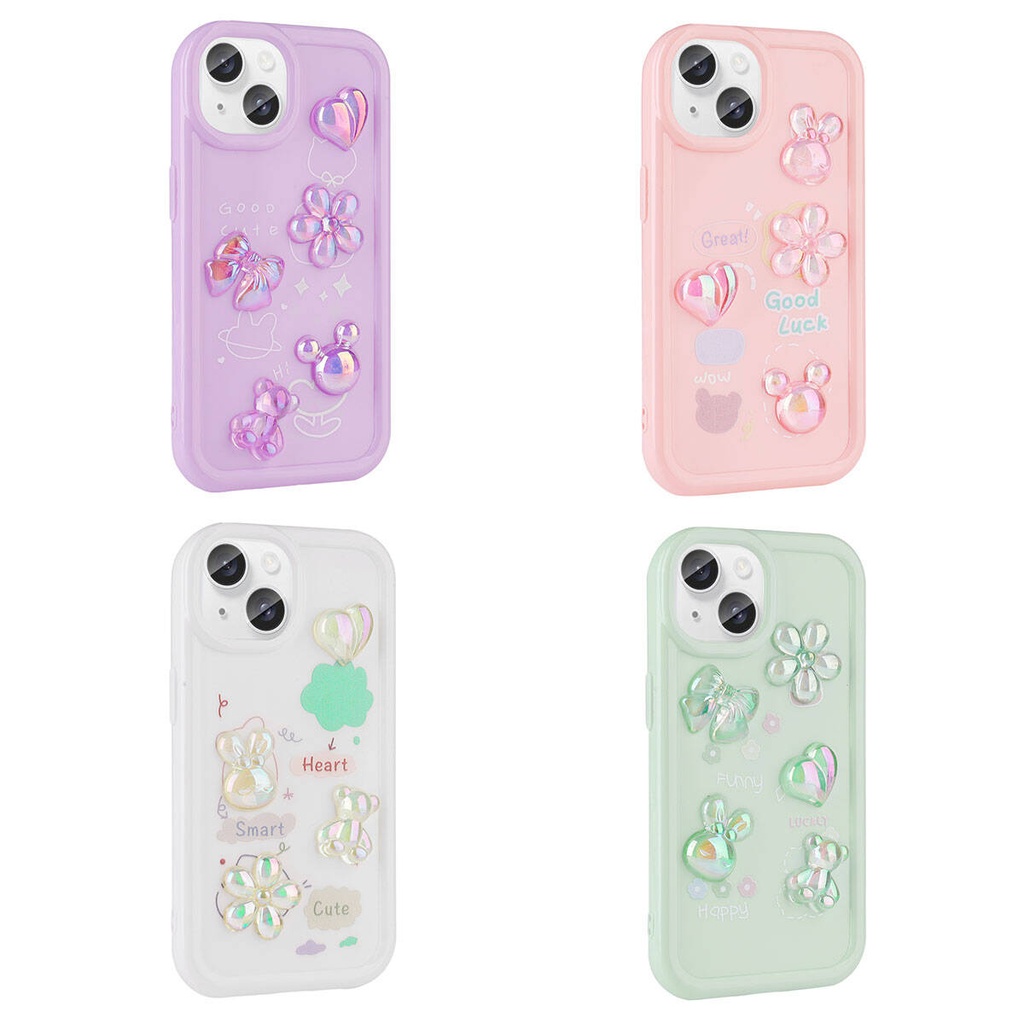 Apple iPhone 14 Uyumlu Kılıf Kabartma Figürlü Parlak Zore Toys Silikon Kapak - 1