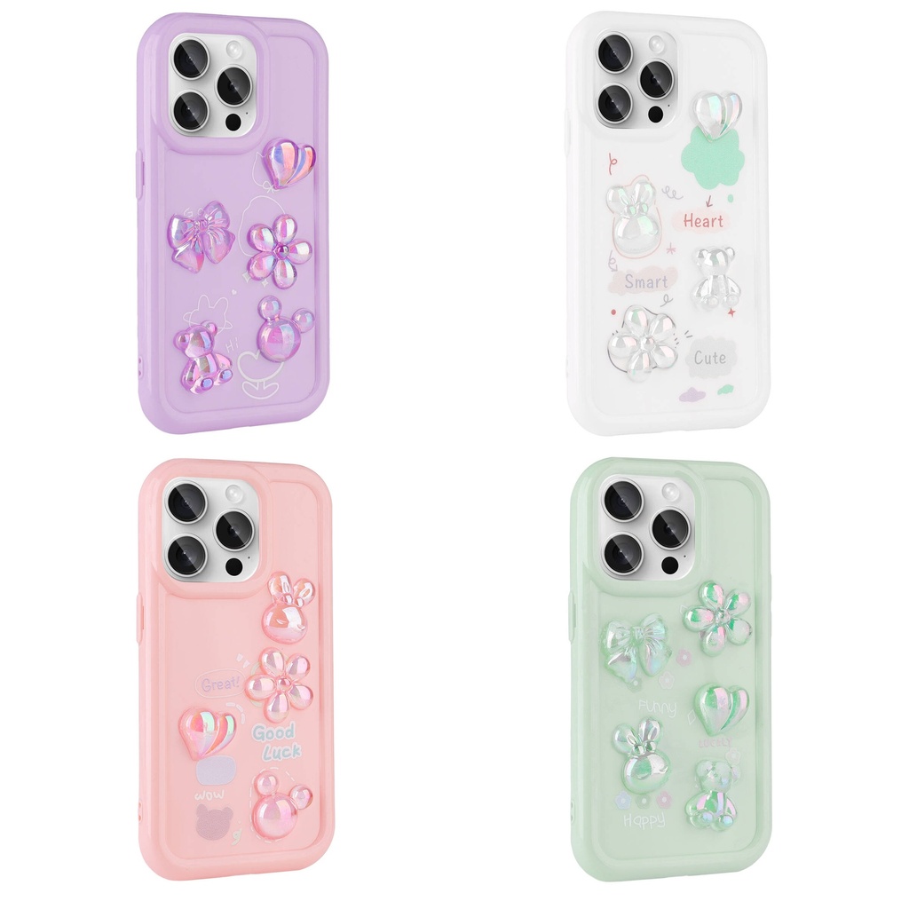 Apple iPhone 14 Pro Uyumlu Kılıf Kabartma Figürlü Parlak Zore Toys Silikon Kapak - 1
