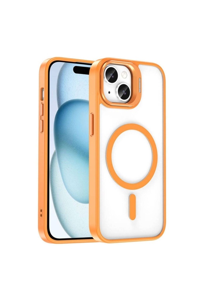 Apple iPhone 14 Uyumlu Kılıf M-safe Şarj Özellikli Standlı Zore M-safe Klon Lensli Kapak