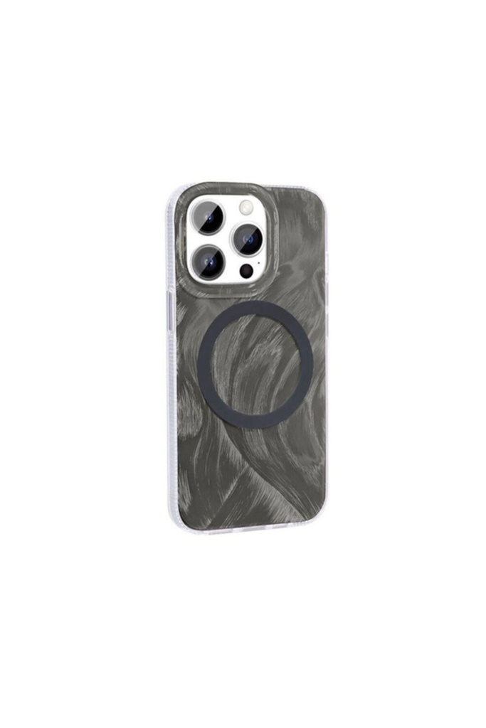 Apple iPhone 14 Pro Uyumlu Kılıf M-safe Şarj Özellikli Fırça Boya Desenli Zore Palet Kapak