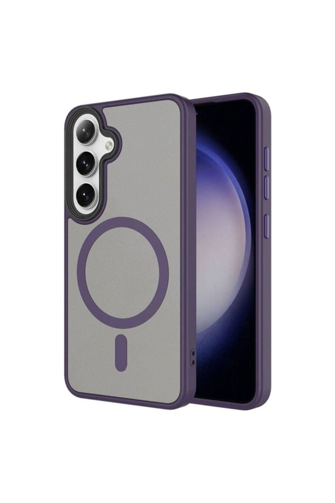 Samsung Galaxy S24 Uyumlu Kılıf Sert PC Arka Yüzey Wireless Şarj Özellikli Zore Flet M-safe Kapak