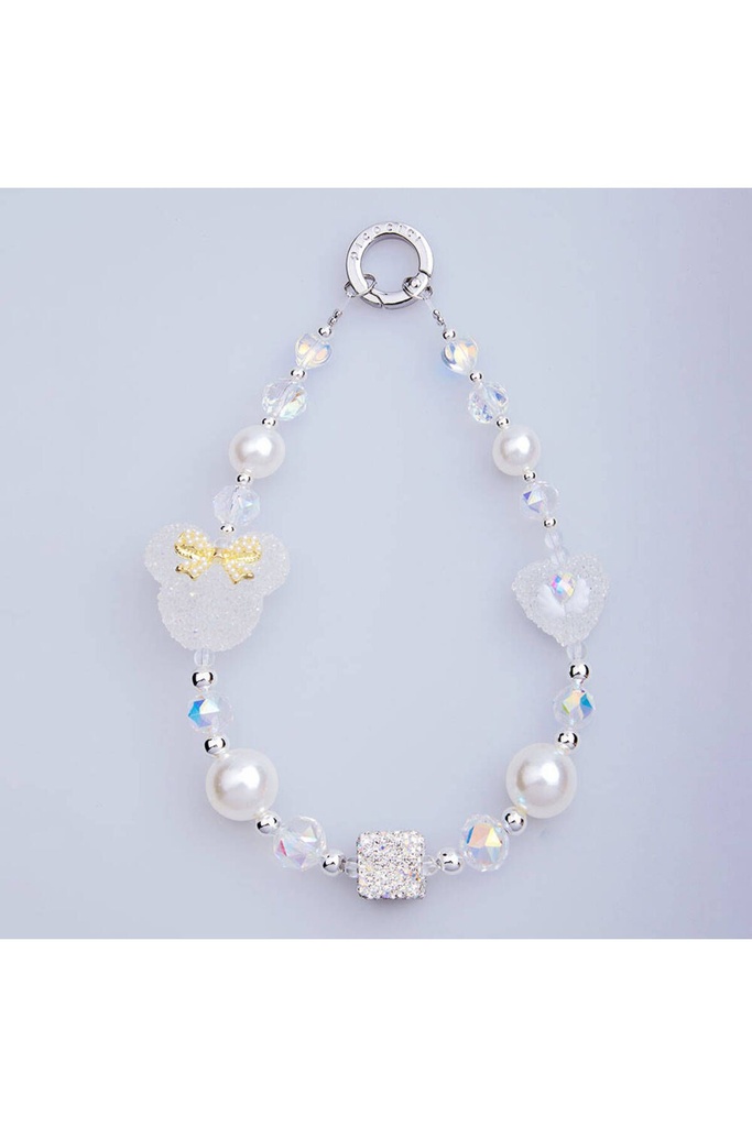 Picocici İnci Taş Tasarımlı Fiyonklu Minnie Mouse Telefon Bilek Askı İpi