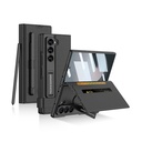 Samsung Galaxy Z Fold 6 Uyumlu Suni Deri Tasarımlı Kalem Bölmeli Zore Kıpta Kartlıklı Standlı Kapak