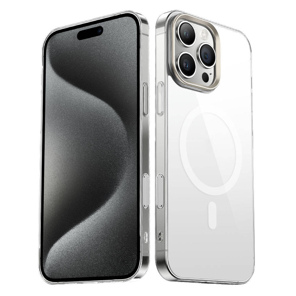 Apple iPhone 16 Pro Max Uyumlu Kılıf M-safe Şarj Özellikli Şeffaf Cam Arka Yüzey Zore G-Glass Kapak