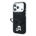 Apple iPhone 18 Pro Max Uyumlu Kılıf Karl Lagerfeld Orjinal Lisanslı M-Safe Şarj Özellikli K&C Heads Pin Metal Logolu PU 360 Derece Dönebilen Standlı Kapak