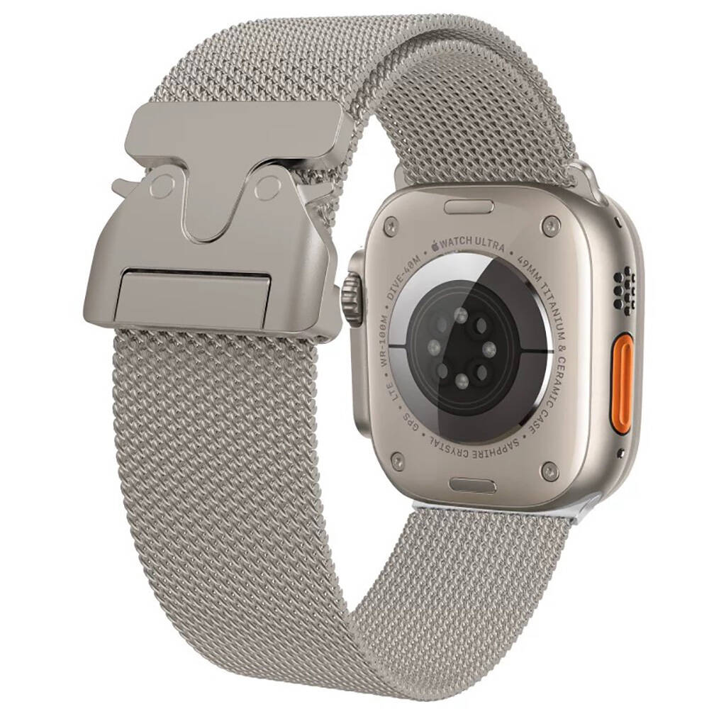 Apple Watch 44mm Uyumlu Zore KRD-25 Metal Hasır Kordon
