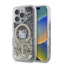 Apple iPhone 16 Pro Uyumlu Kılıf Hello Kitty Orjinal Lisanslı M-safe Şarj Özellikli IML Baskı Kitty Head Logolu Sıvılı Simli Altın Ateşi Kapak