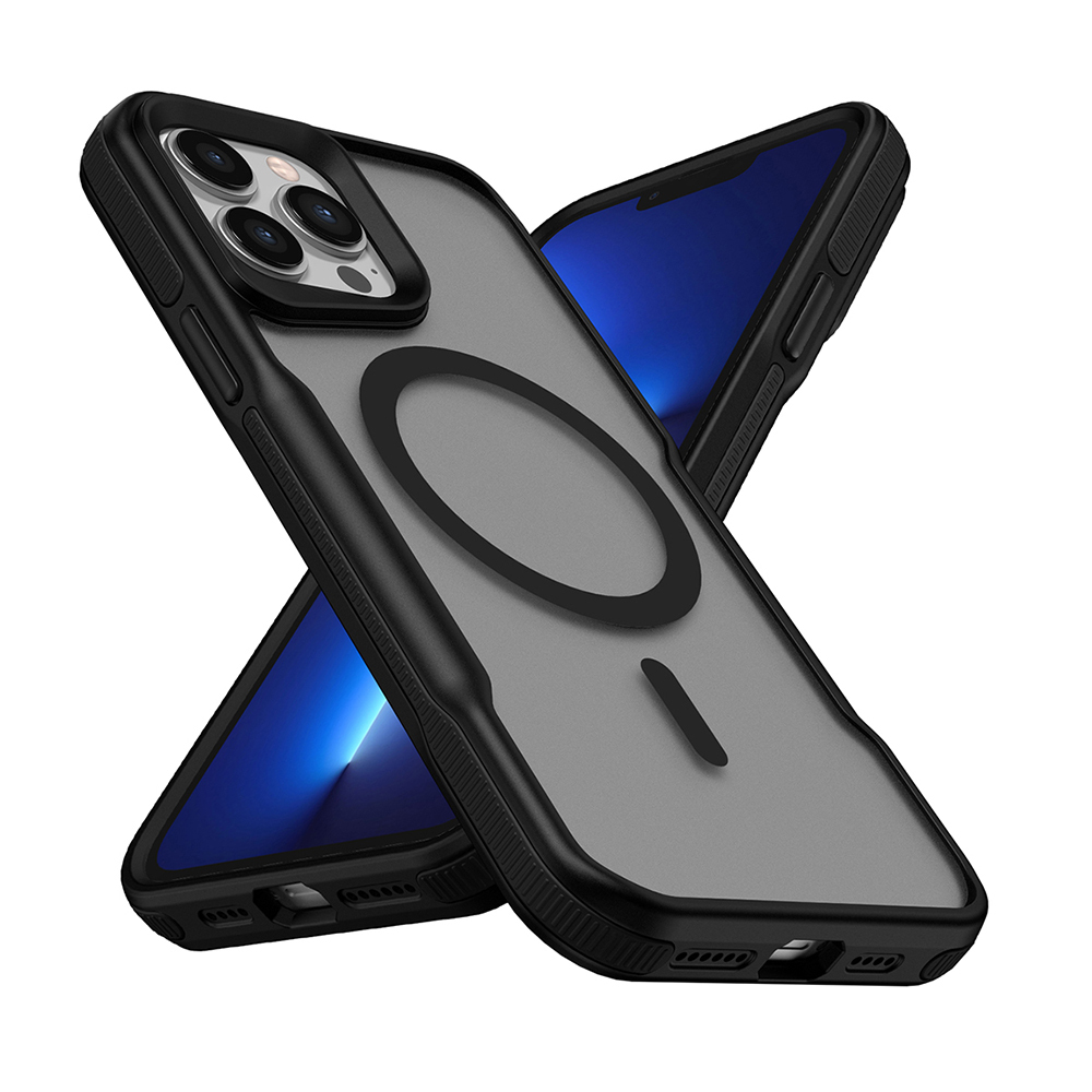 Apple iPhone 13 Pro Uyumlu Kılıf M-safe Şarj Özellikli Renkli Kenar Airbag Şeritli Zore Lamer Kapak