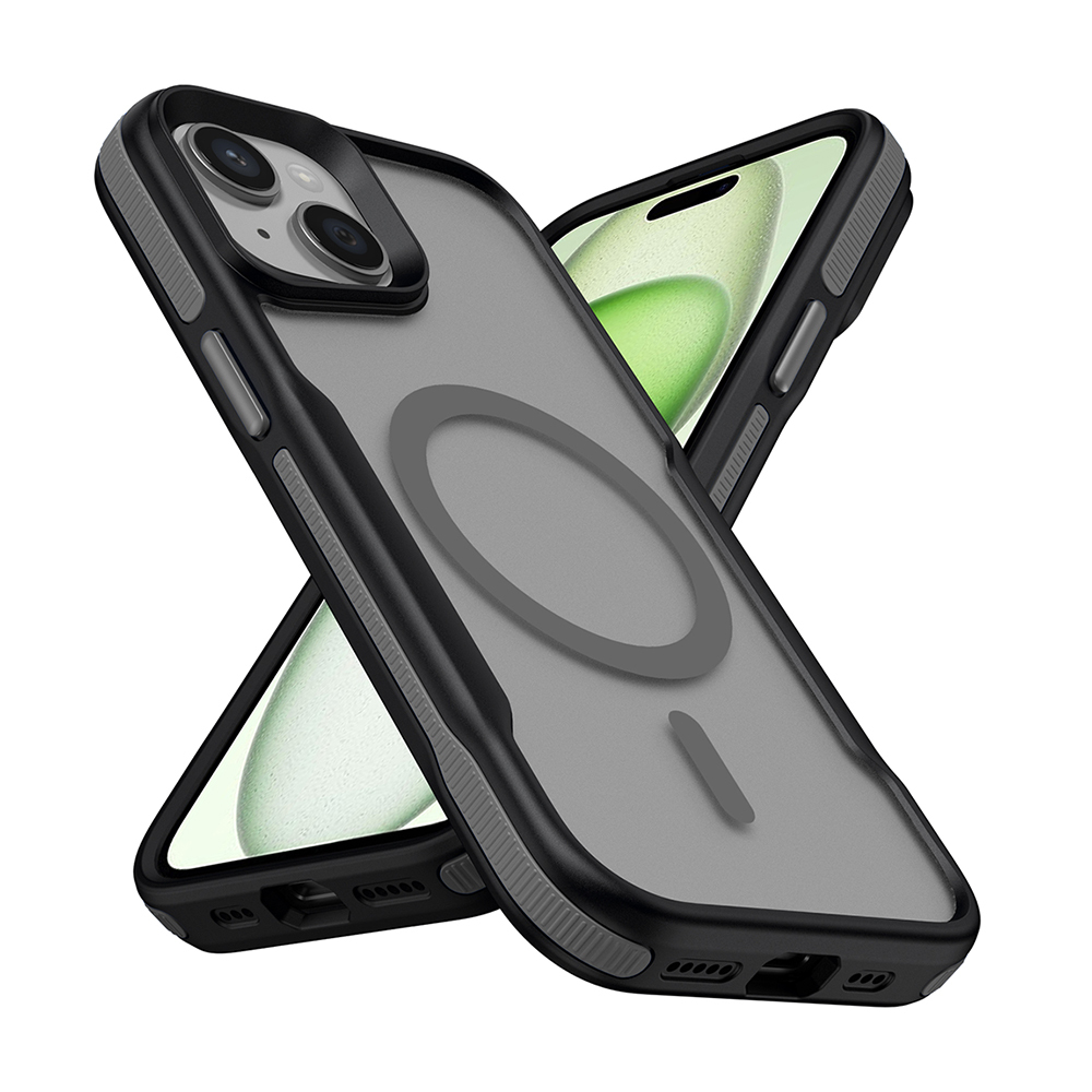 Apple iPhone 14 Plus Uyumlu Kılıf M-safe Şarj Özellikli Renkli Kenar Airbag Şeritli Zore Lamer Kapak